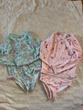 Oshkosh b’gosh Swim Set bundle Mint Floral & Pink Cherry Prints 4T